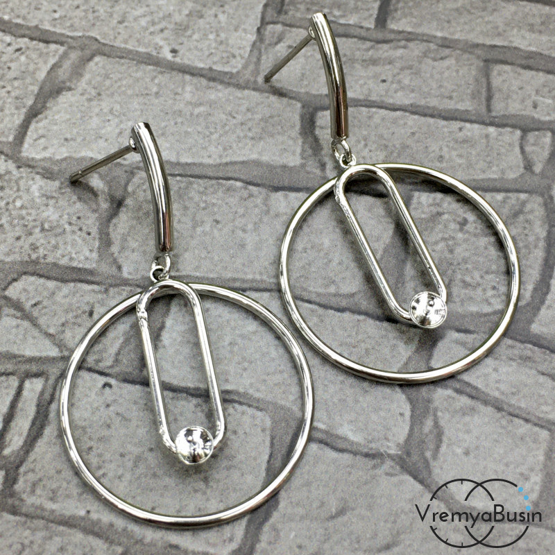 Швензы-гвоздики, латунь с родиевым покрытием (1 пара)