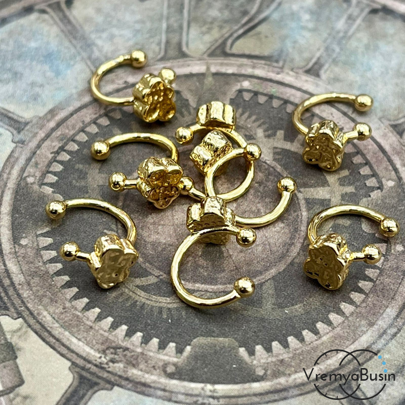 Кафф для ушка, кольцо зажимное, латунь с позолотой (1 шт.)