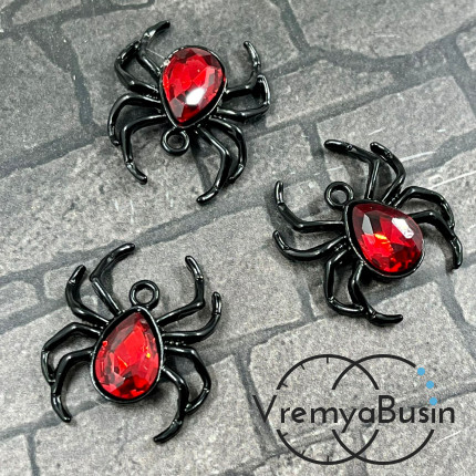 Подвеска в готическом стиле, паук с красным кристаллом, 18х21 мм  (1 шт.)