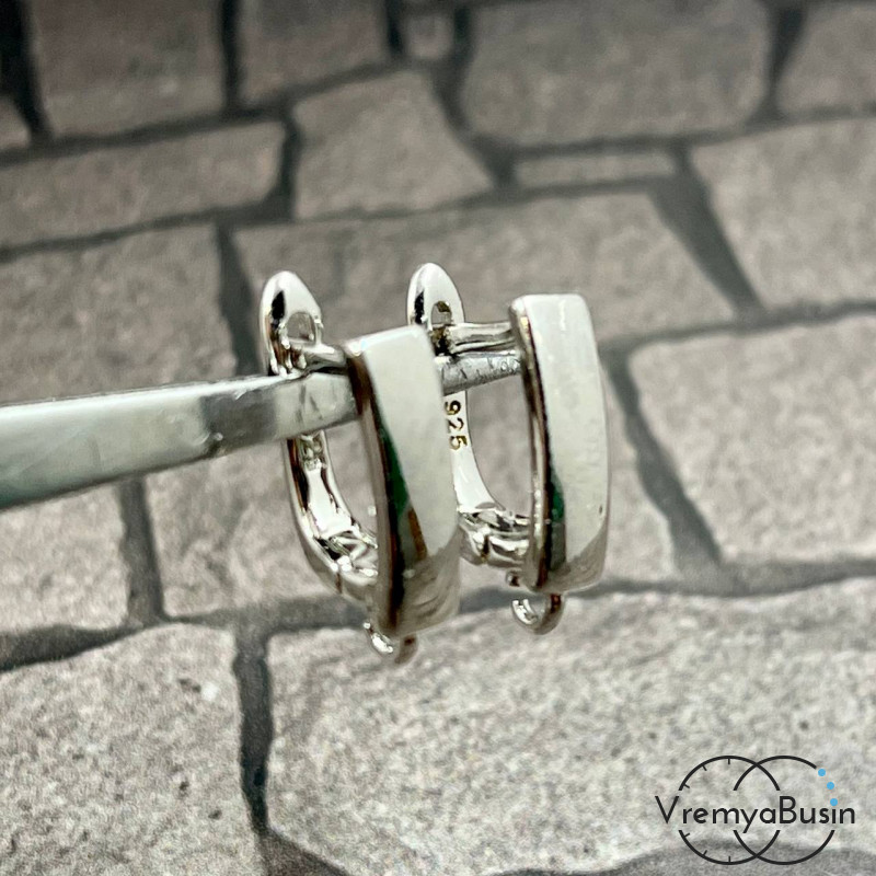 Швензы с английским замком, латунь с родиевым покрытием (1 пара)