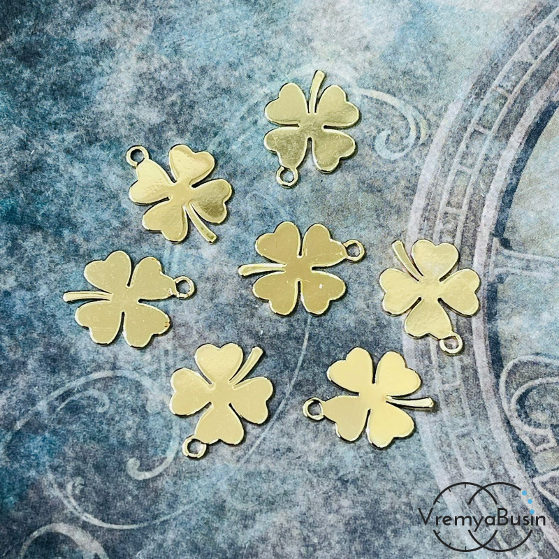 Подвеска "Клевер", 12х15 мм, из латуни с позолотой (упак. 2  шт.)