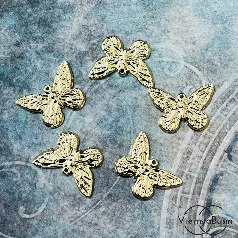 Подвеска "Бабочка", 12х16 мм, из латуни с позолотой (1 шт.)