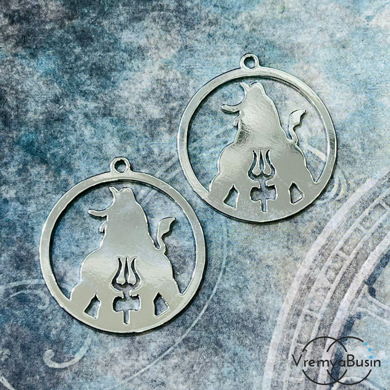 Подвеска "Медальон", 25х28 мм, из латуни с родиевым покрытием (1 шт.)