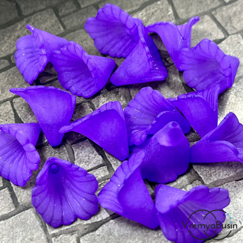 Бусины акриловые колокольчики, 19х17х19 мм, цв. матовый сиреневый  (упак. 10 шт.)