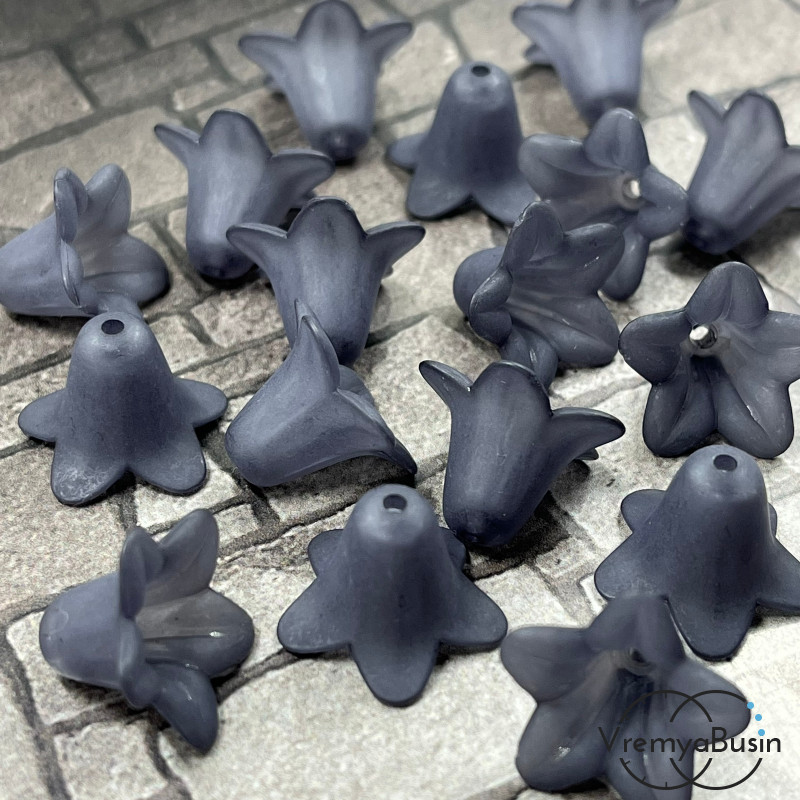 Бусины акриловые колокольчики, 12х17 мм, цв. матовый черный (упак. 10 шт.)