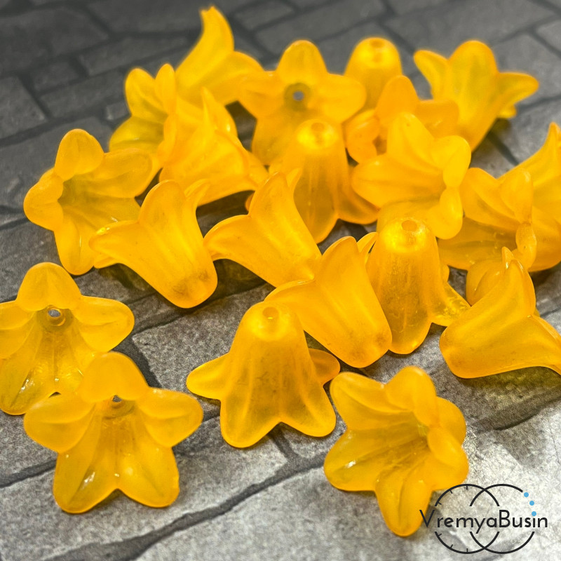 Бусины акриловые колокольчики, 12х17 мм, цв. матовый оранжевый (упак. 10 шт.)