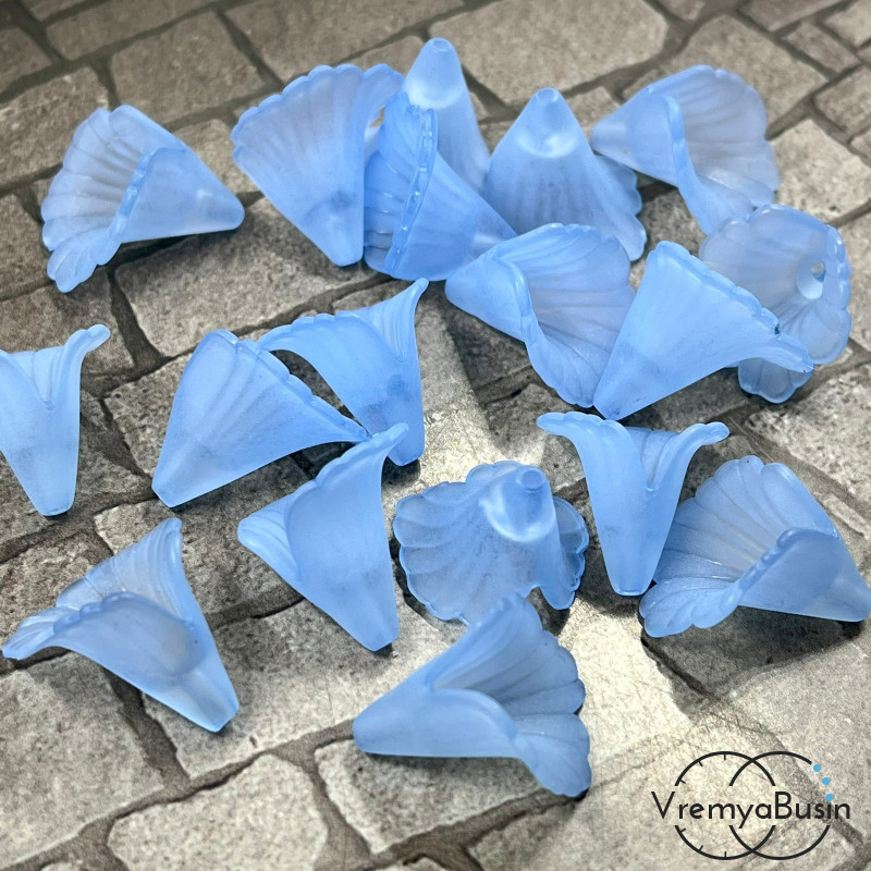 Бусины акриловые колокольчики, 19х17х19 мм, цв. матовый голубой (упак. 10 шт.)