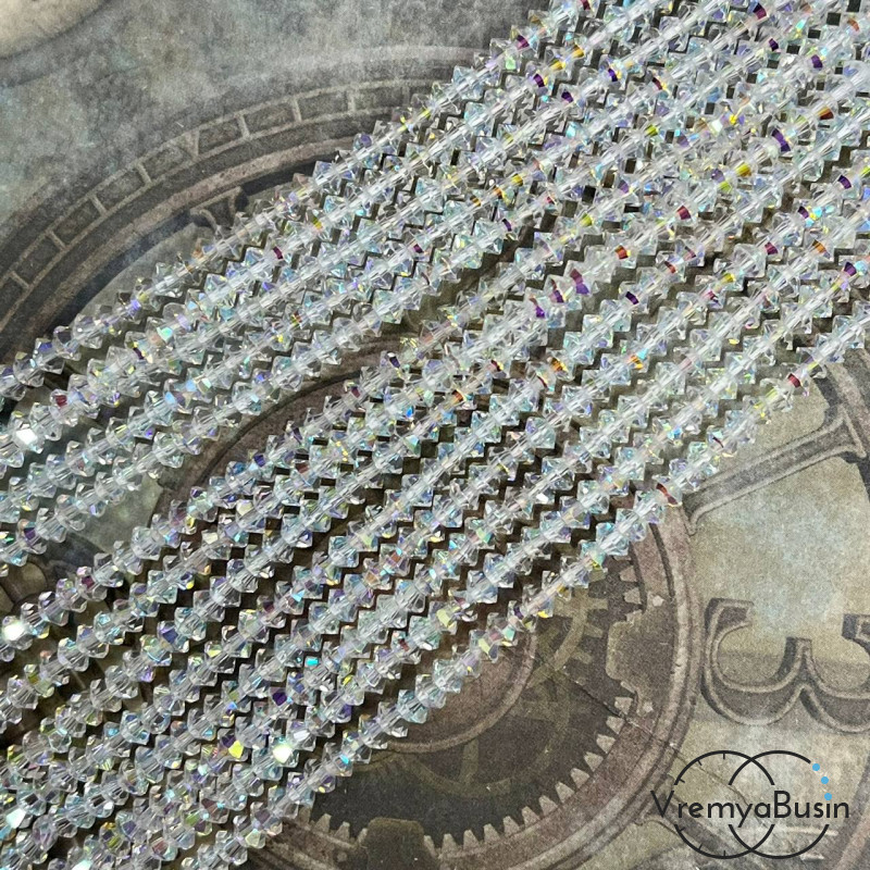 Бусины хрустальные кристаллики, блюдце 2х3.5 мм (1/2 нити, ок. 95 шт.)
