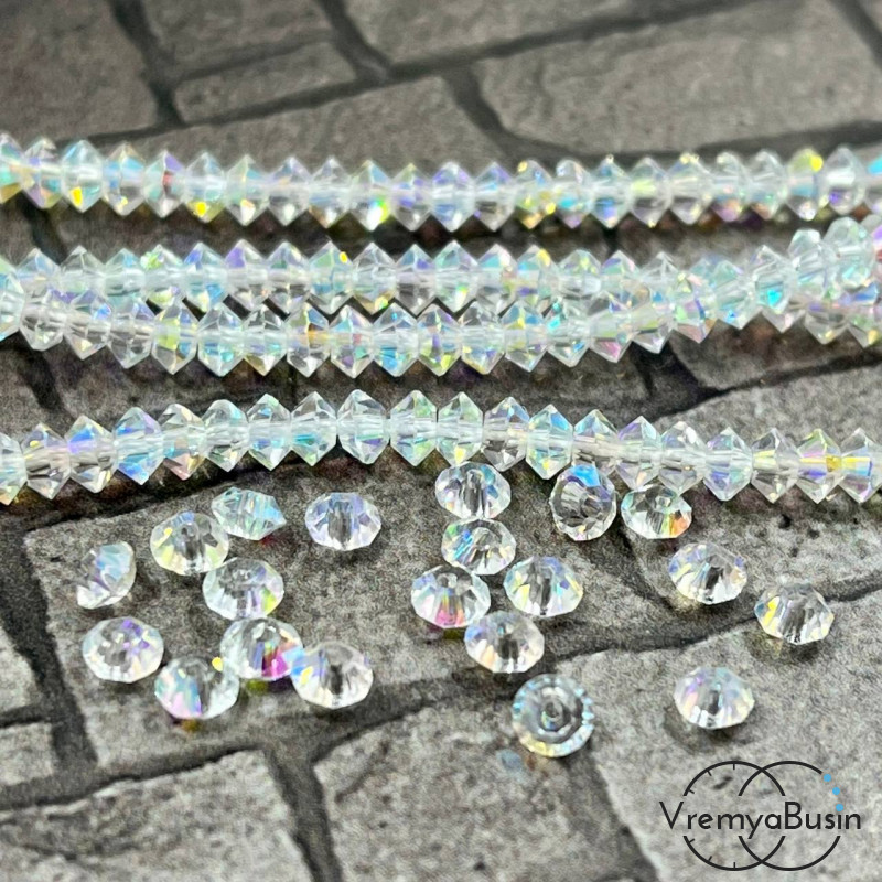 Бусины хрустальные кристаллики, блюдце 2х3.5 мм (упак. 20 шт.)