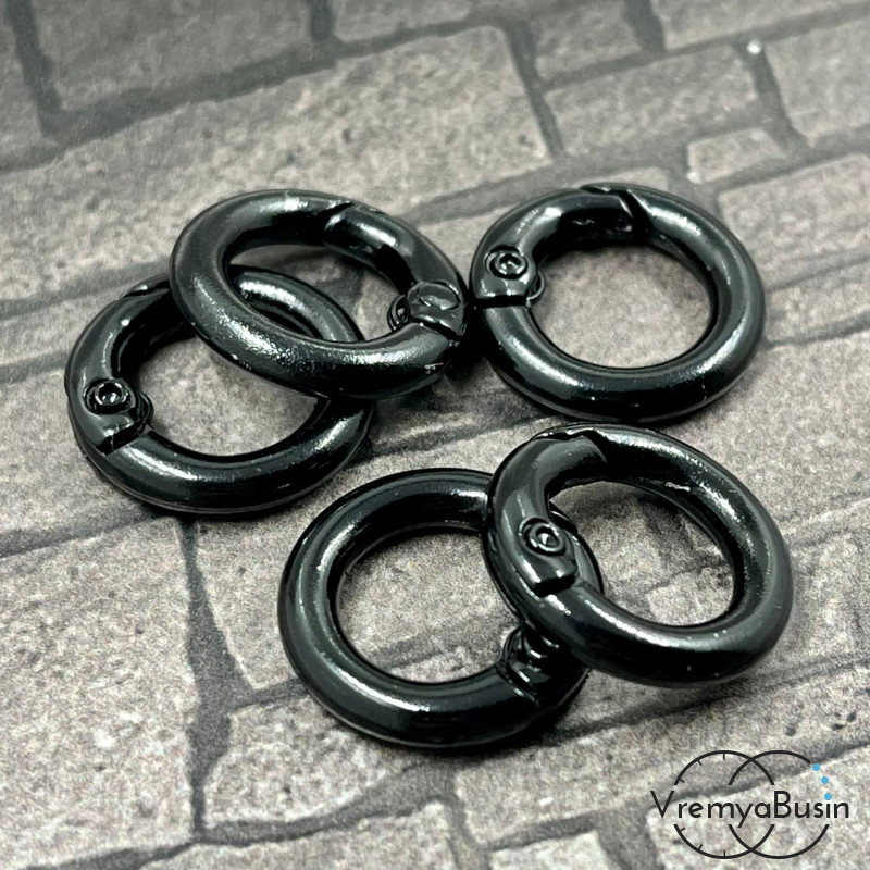 Замок-карабин круглый, 3.5х18 мм, цв. черный (1 шт.)