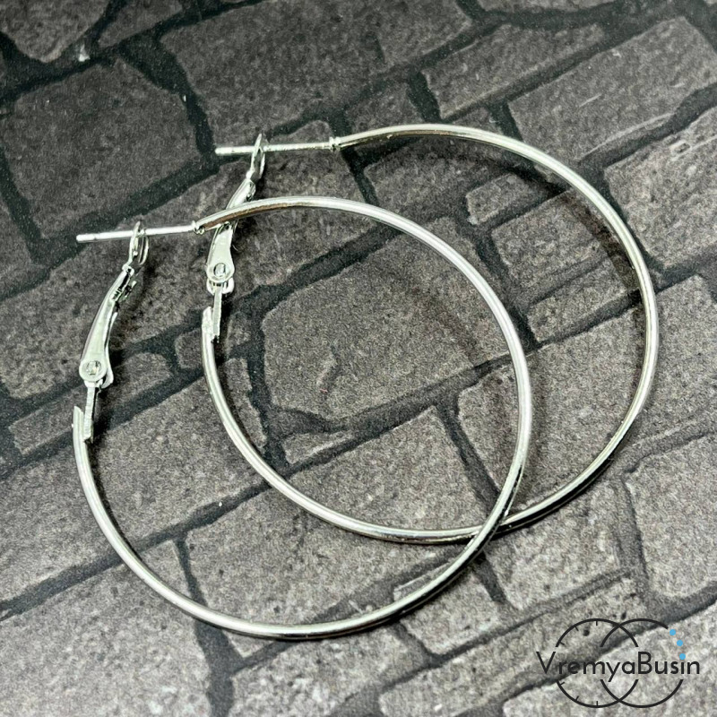 Швензы-пуссеты кольца 40 мм, цв. никель (1 пара)
