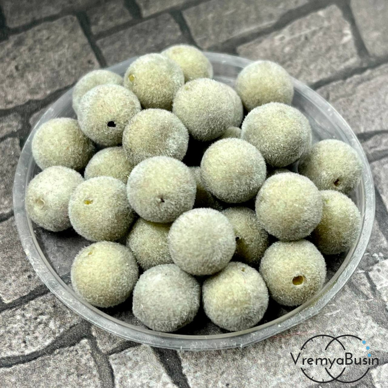 Бусина акриловая с бархатной поверхностью, 8 мм, цв. серый (1 шт.)