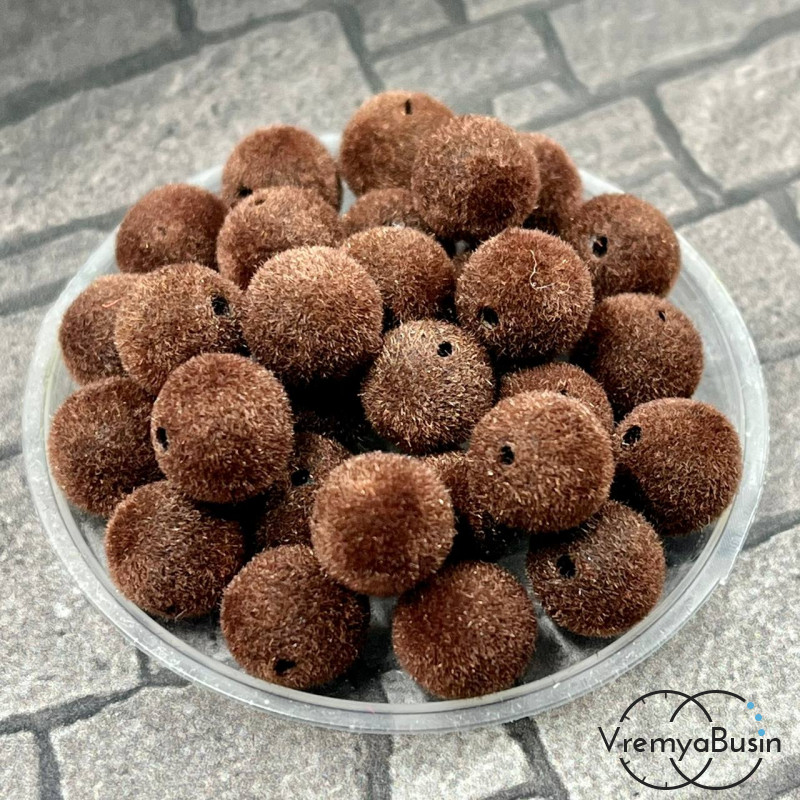 Бусина акриловая с бархатной поверхностью, 8 мм, цв. коричневый (1 шт.)