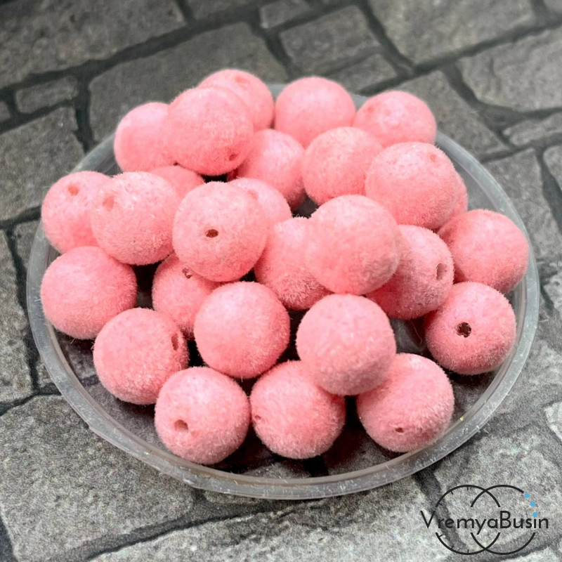 Бусина акриловая с бархатной поверхностью, 8 мм, цв. розовый (1 шт.)