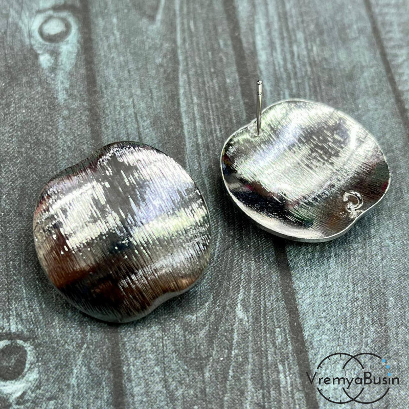 Швензы-гвоздики из латуни, яблоко 24 мм, с родиевым покрытием (1 пара)