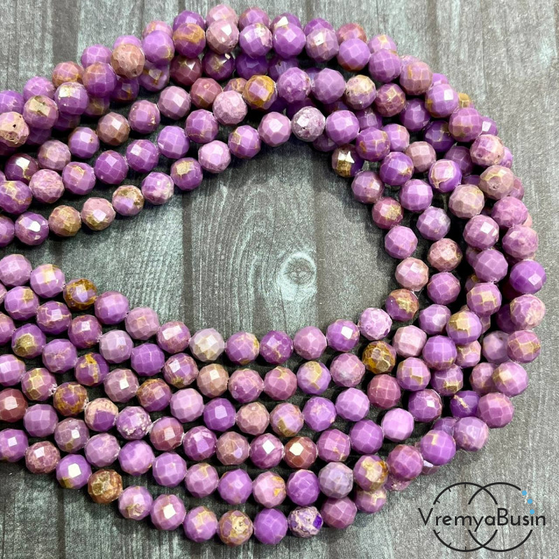 Фосфосидерит. Бусины шарики 6 мм с ювелирной огранкой (1/2 нити, ок. 32 шт.)