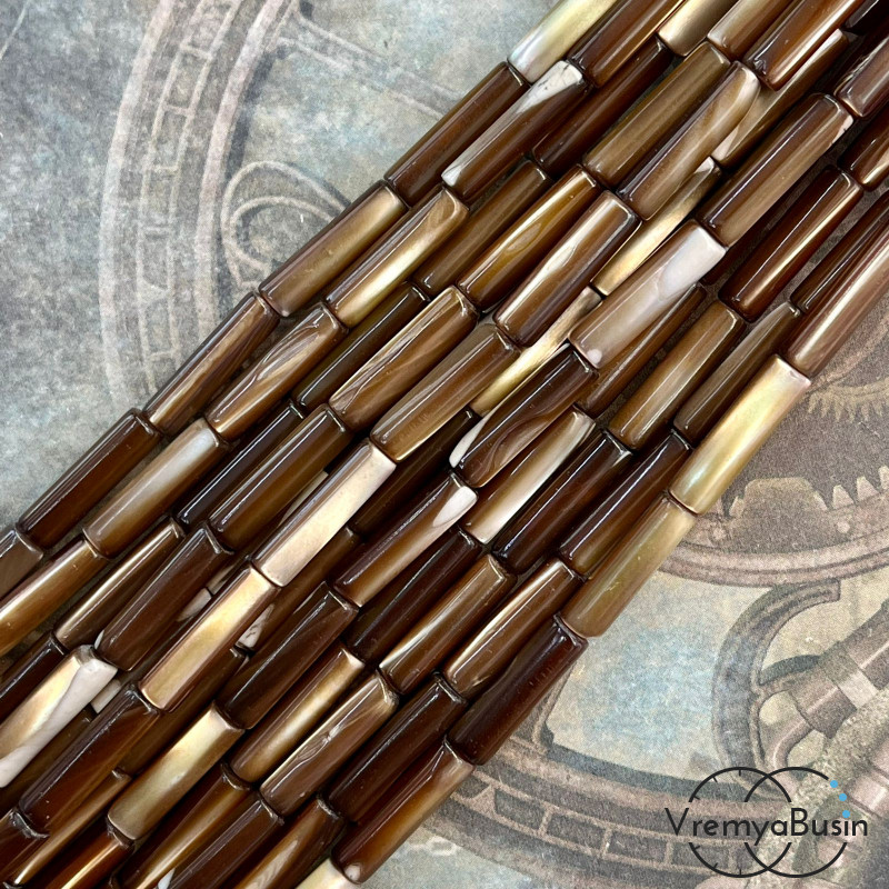 Перламутр натур., трубочка гладкая 4х14 мм (нить, ок. 28 шт.)