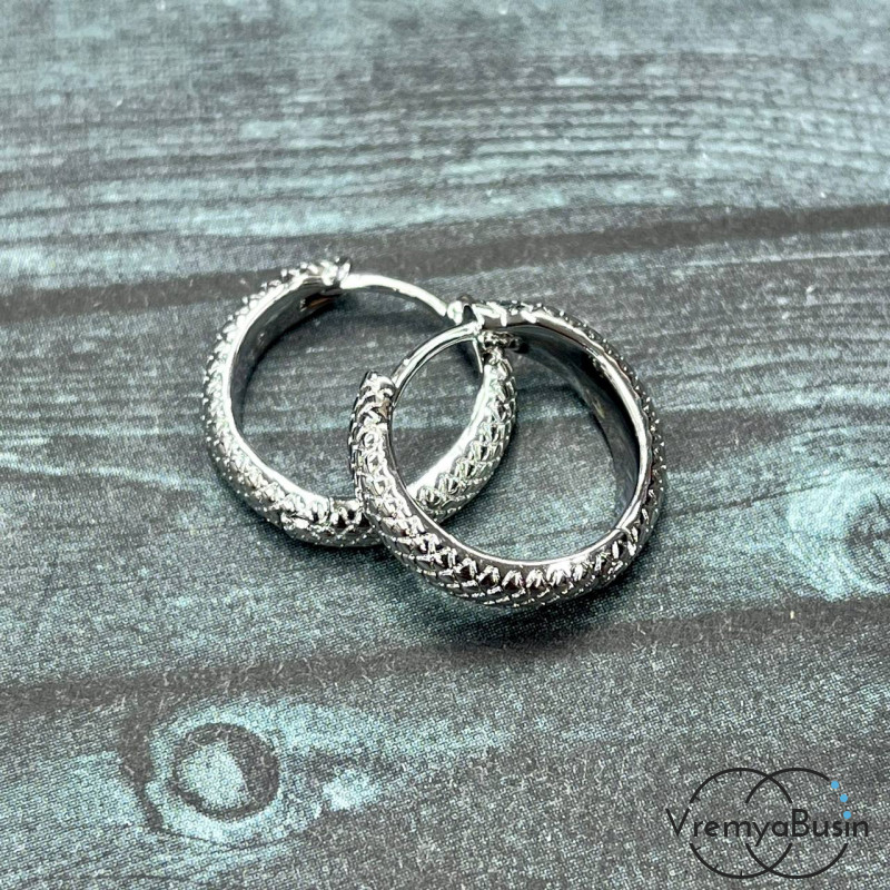 Швензы конго, круглые 18 мм, из латуни с родиевым покрытием (1 пара)