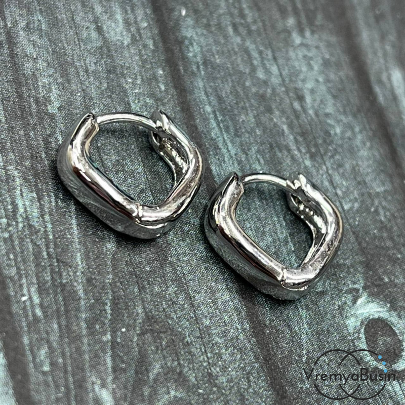 Швензы конго, ромб 3.5х15 мм, из латуни с родиевым покрытием (1 пара)