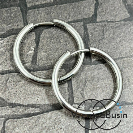 Швензы кольца, диам. 2.5х24 мм, цв. серебро (1 пара)