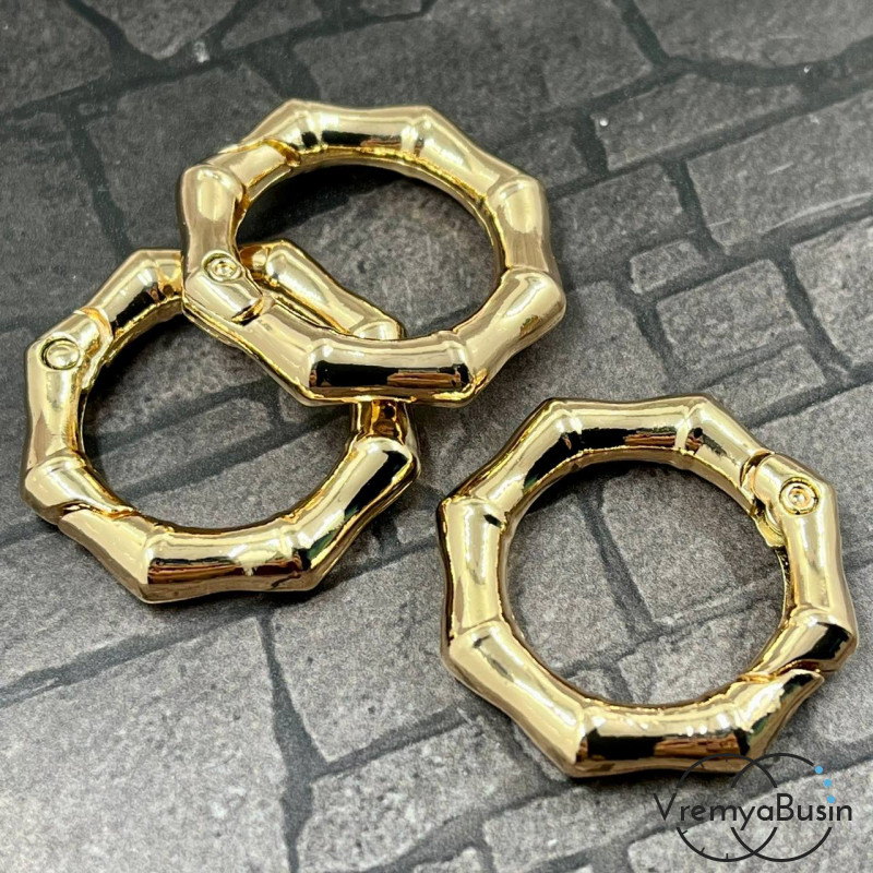 Замок-карабин округлый, 30 мм, цв. КС золото  (1 шт.)