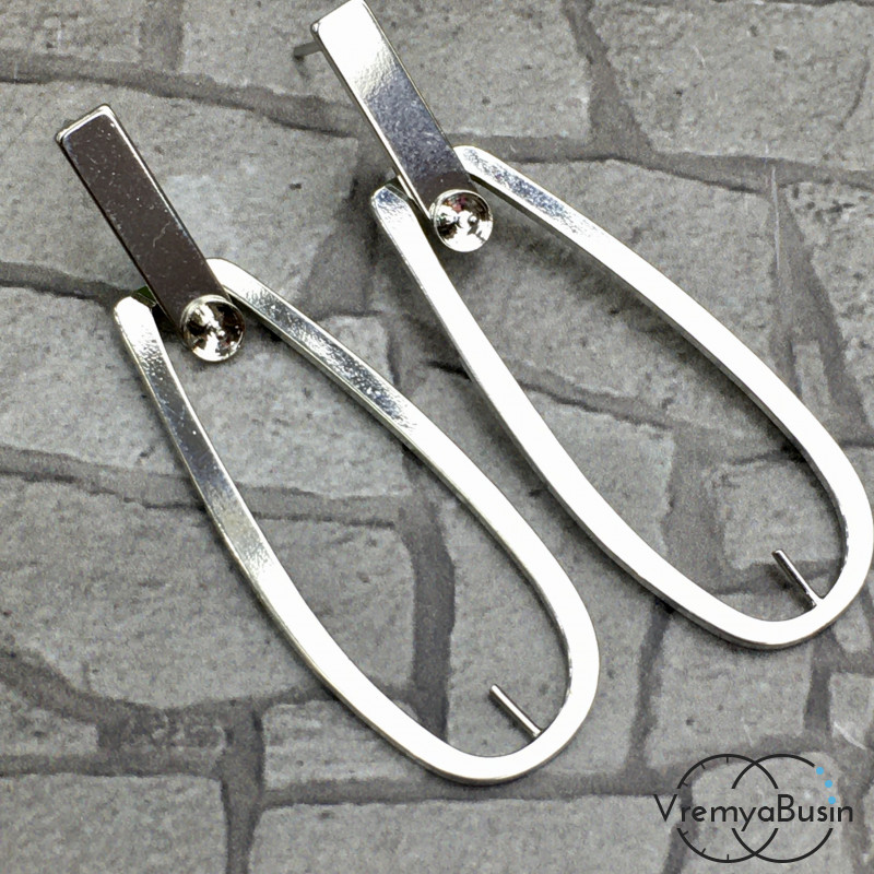 Швензы-гвоздики, латунь с родиевым покрытием (1 пара)