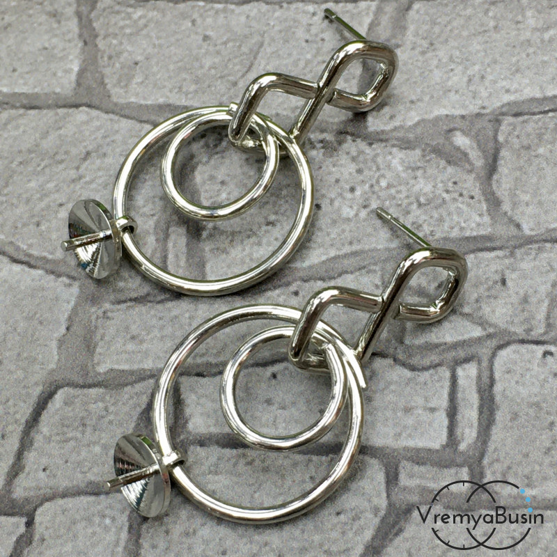 Швензы-гвоздики, латунь с родиевым покрытием (1 пара)