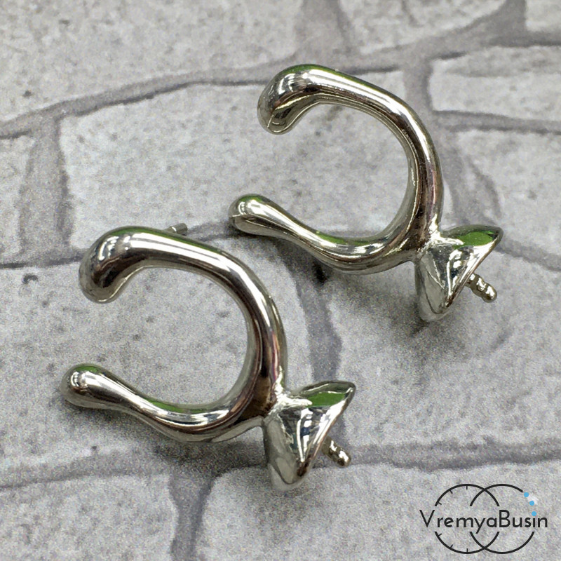 Швензы-гвоздики, латунь с родиевым покрытием (1 пара)