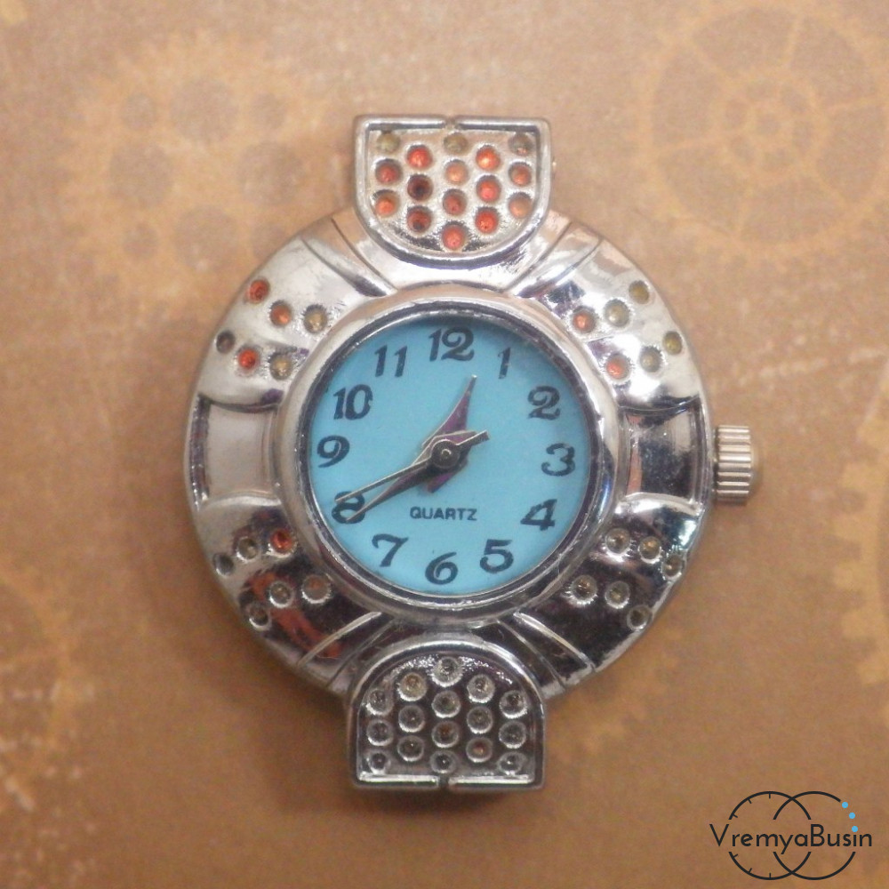 Купить Основа для часов, цвет серебро, циферблат арабский, голубой по цене  228.74 ₽ - 2952-05