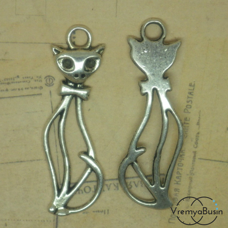 Кошка. Подвеска под серебро.