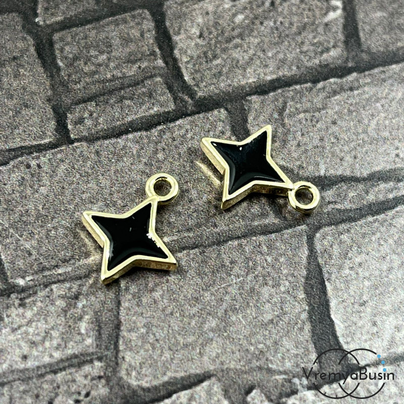 Подвеска с эмалью, звезда 10 мм, латунь с позолотой (1 шт.)