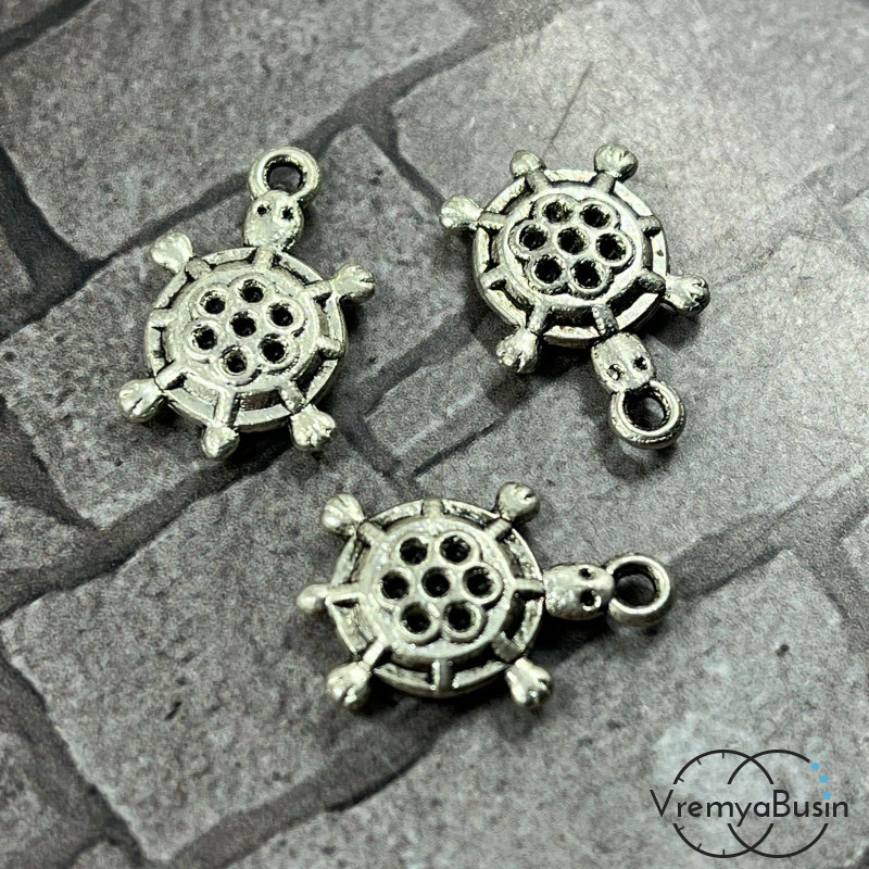 Черепаха. Подвеска металлическая под серебро