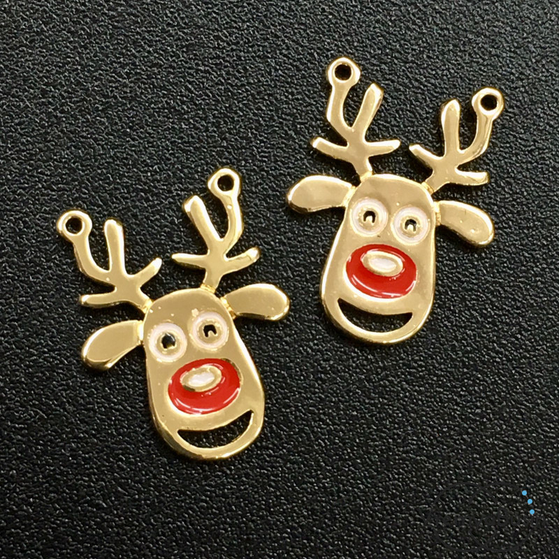 Подвеска с эмалью "Олень", 12х16 мм, латунь с позолотой  (1 шт.)