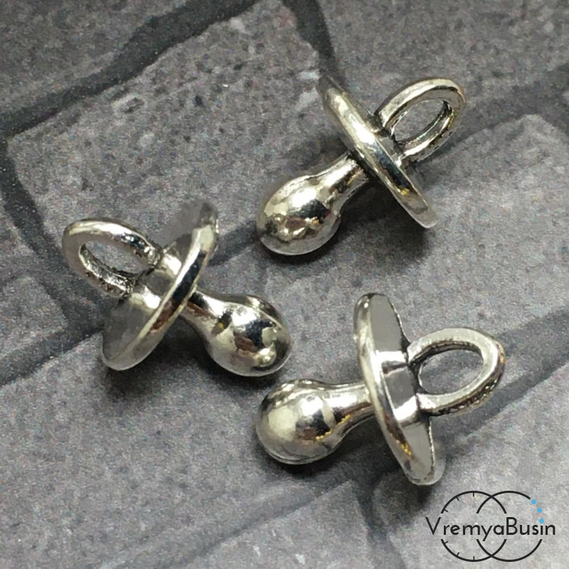 Соска, пустышка, подвеска металлическая, цв. серебро (1 шт.)