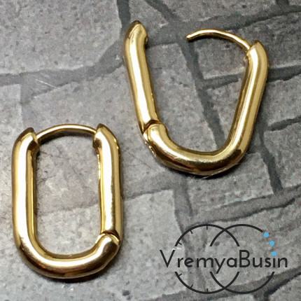 Швензы с французским замком, 14х20 мм,  из латуни с позолотой (1 пара)