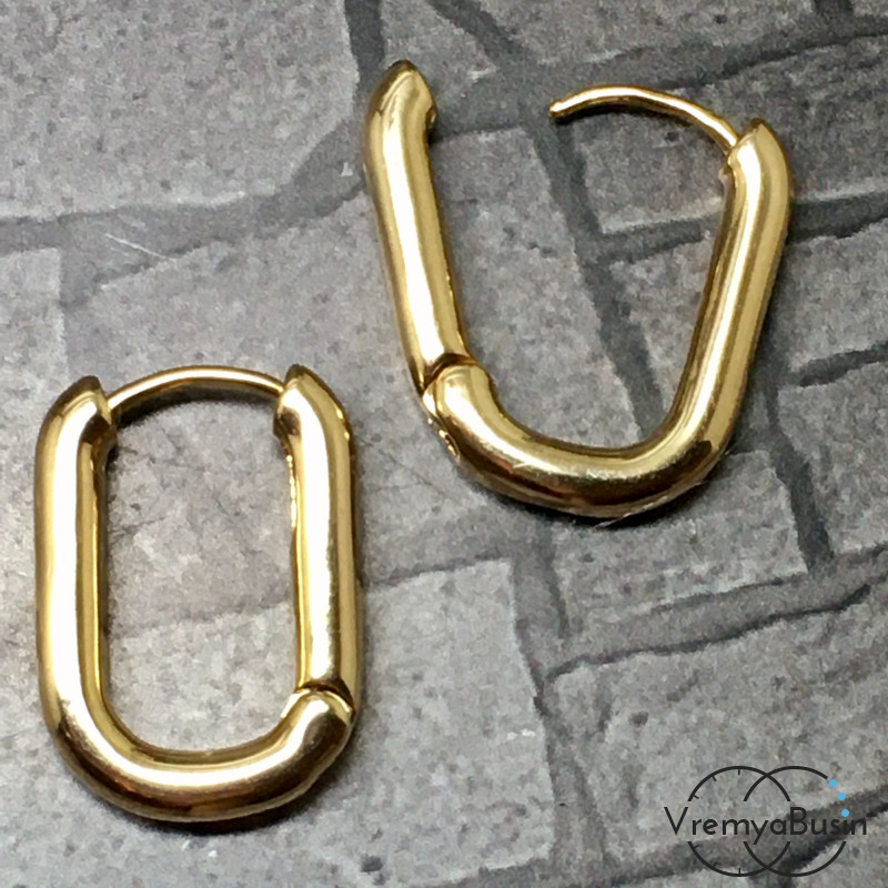 Швензы с французским замком, 14х20 мм,  из латуни с позолотой (1 пара)