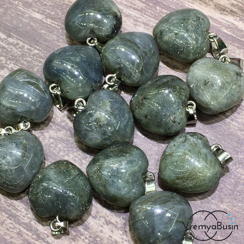 Лабрадор. Подвеска объемное сердце, 12х20х20 мм (2 шт.)