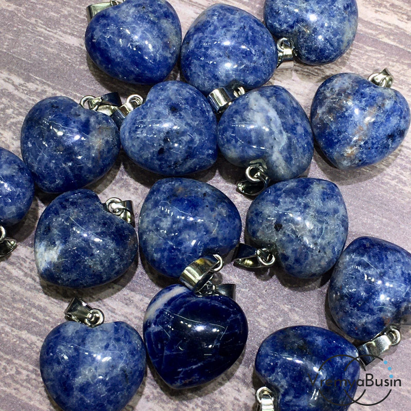 Содалит. Подвеска объемное сердце, 12х20х20 мм (2 шт.)