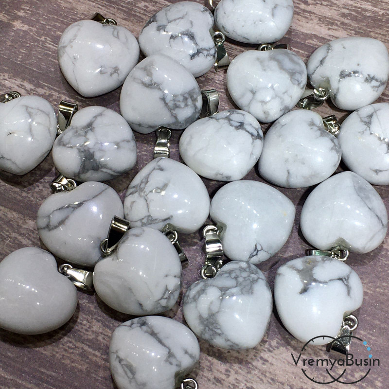 Кахолонг. Подвеска объемное сердце, 12х20х20 мм (2 шт.)