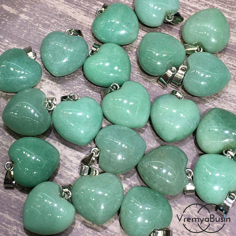 Нефрит. Подвеска объемное сердце, 12х20х20 мм (2 шт.)