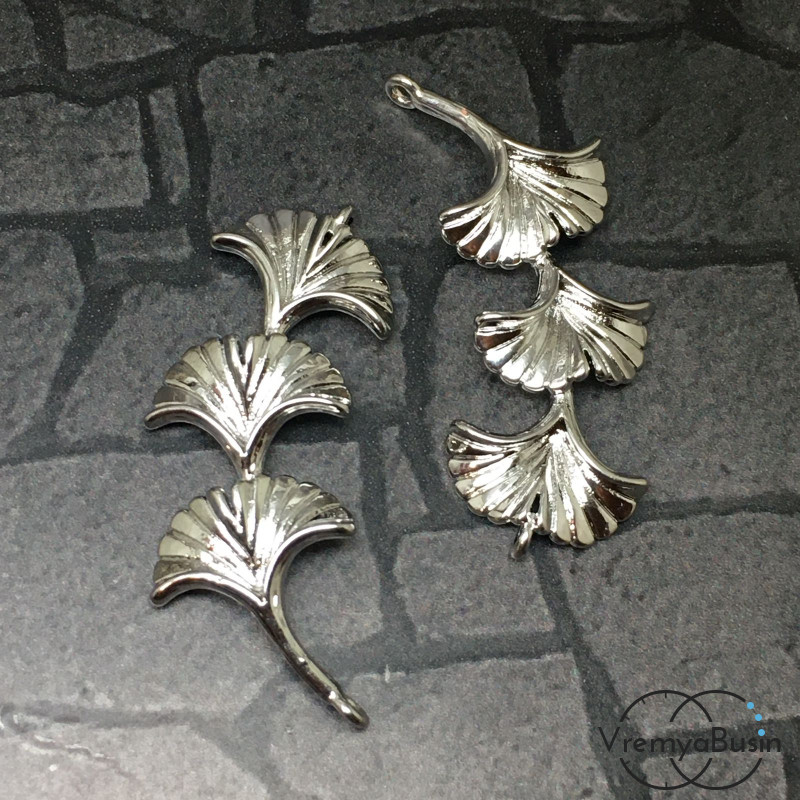 Коннектор "Ветка", 16х34   мм., латунь с родиевым покрытием (1 шт.)