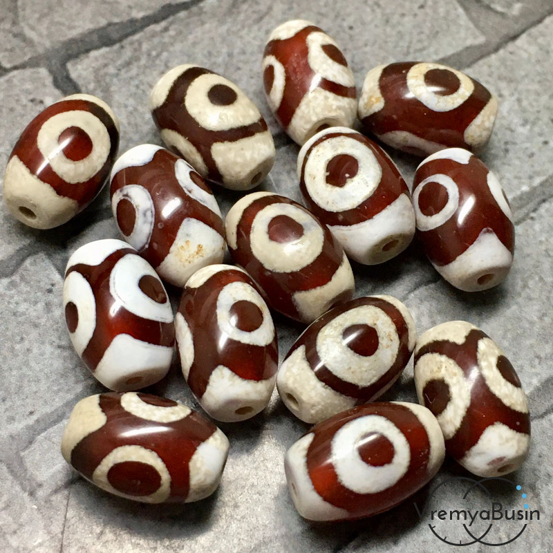 Бусины дзи, бочонок гладкий 8х12 мм (1 шт.)