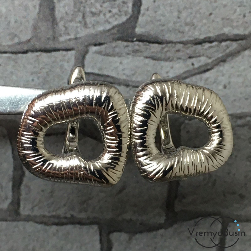 Швензы с английским замком, латунь с родиевым покрытием (1 пара)