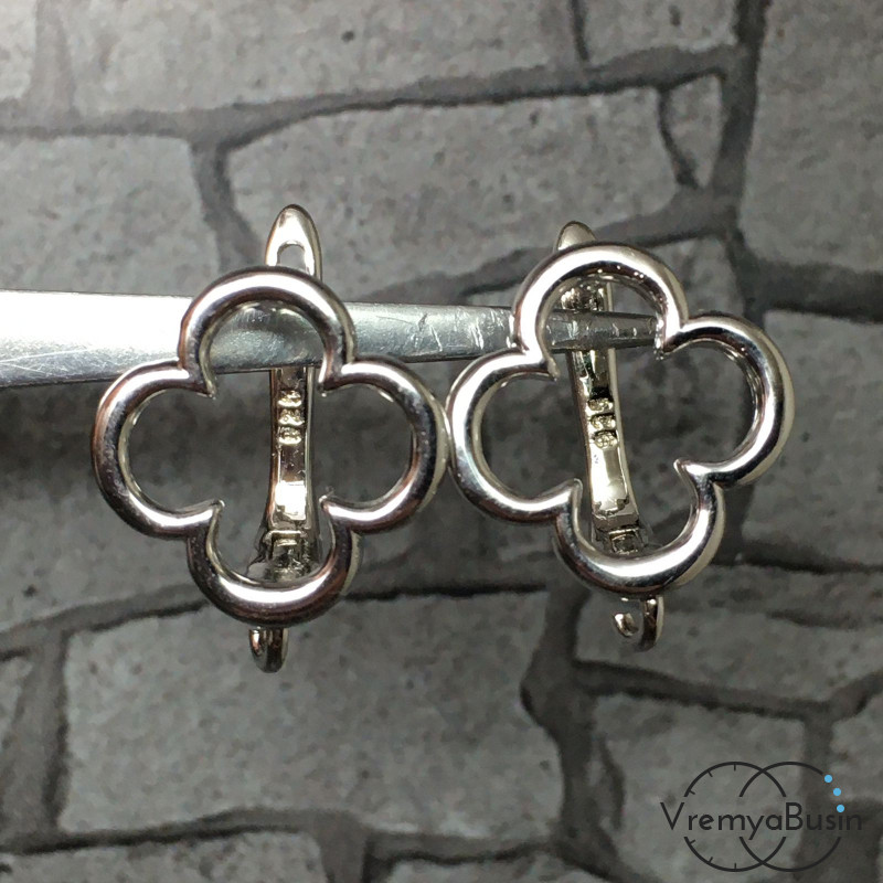 Швензы с английским замком, латунь с родиевым покрытием (1 пара)