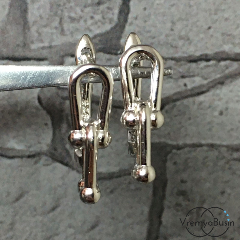 Швензы с английским замком, латунь с родиевым покрытием (1 пара)