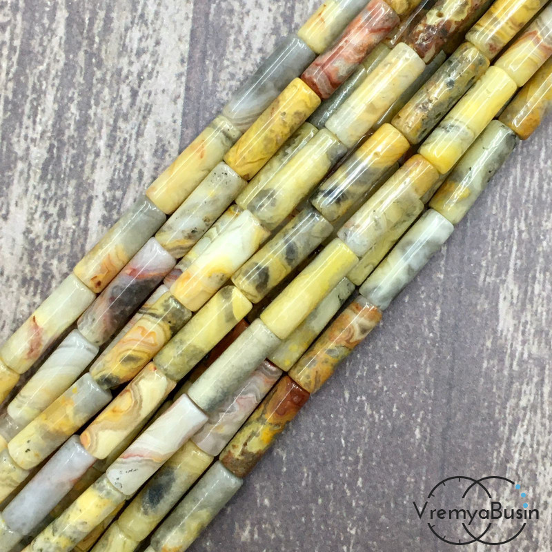 Яшма. Трубочка гладкая 4х14мм (нить, ок. 28 шт.) 