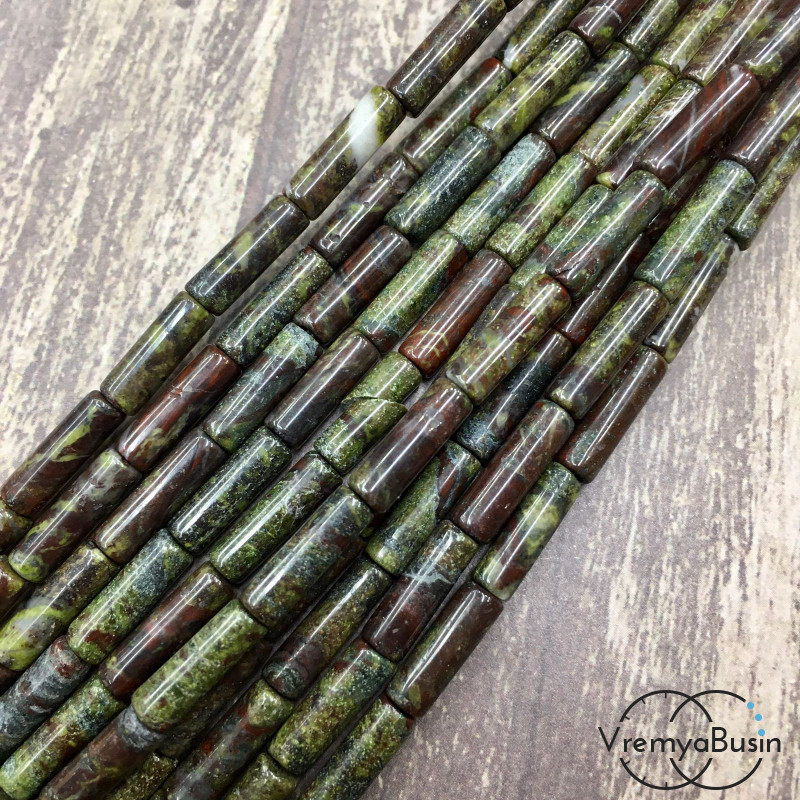 Яшма. Трубочка гладкая 4х14мм (нить, ок. 28 шт.) 