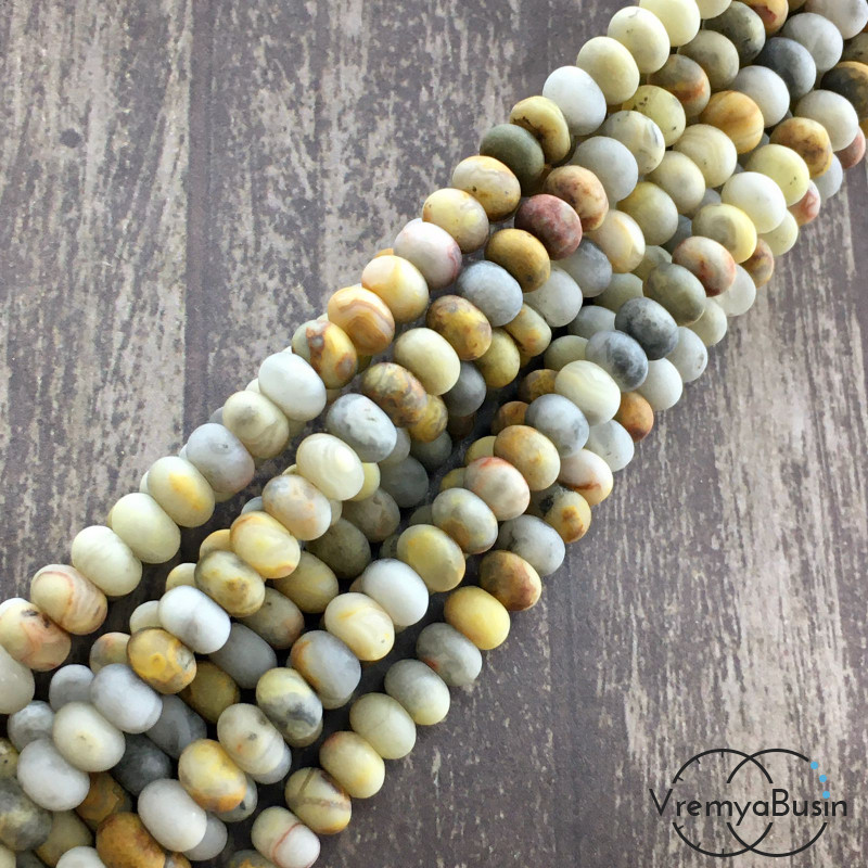 Агат. Рондель матовый гладкий 4х6 мм (1/2 нити, ок. 45 шт.)