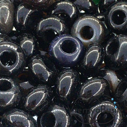 Агат черный, бусина в стиле Пандора, 6х12 мм (1 шт.)
