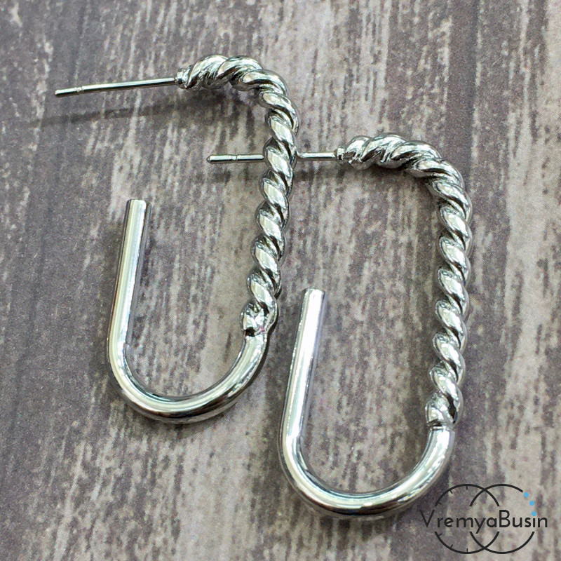 Швензы-гвоздики из латуни с родиевым покрытием, 13х30 мм  (1 пара)